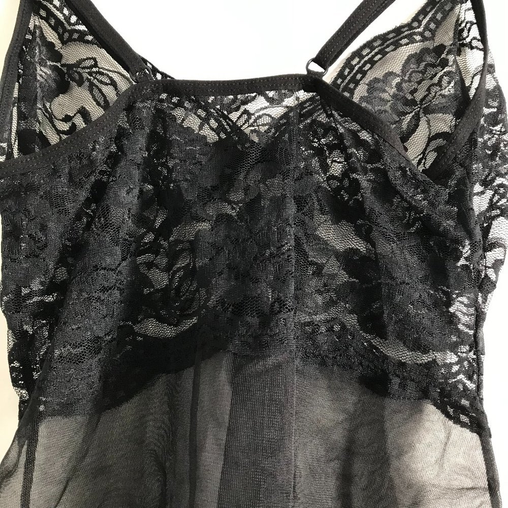 Avidlove Black Lace Sheer Babydoll Lingerie 2 Piece Set - Picture 4 of 7